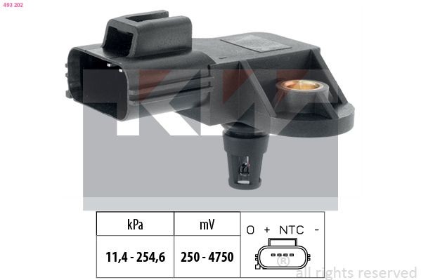 KW Andur, kompressorirõhk 493 202 Turborõhu andur KW Audi A4 493 202