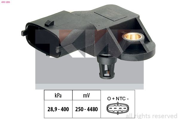 KW Snímač plniaceho tlaku 493 206 493 206 Snímač plniaceho tlaku CITROËN DS3 KW