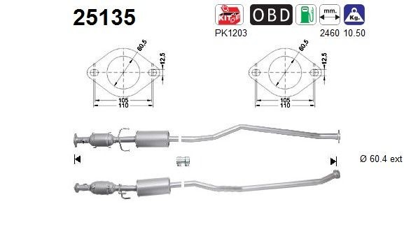 Katalysator AS 25135 AS 25135 Katalysator MAZDA 3 2013
