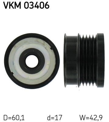 SKF Frihjulskoppling, generator VKM 03406 SKF VKM 03406 Frihjulskoppling, generator OPEL Vectra B CC (J96) 1.8 i 16V (F68) 125 hk 2003