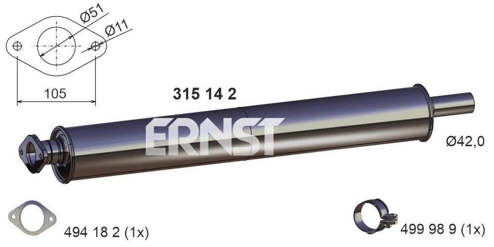 ERNST Vorschalldämpfer 315142 Vorschalldämpfer ERNST SPARK 315142 günstig
