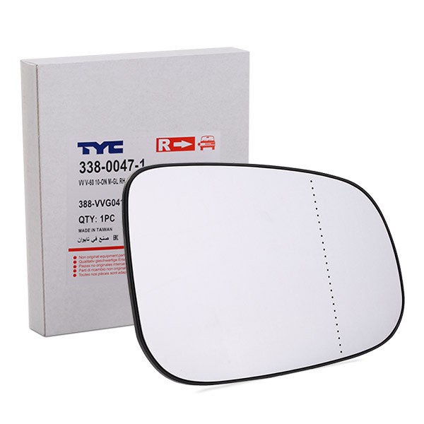 TYC Spejlglas, udvendig spejl 338-0047-1 pris Spejlglas Volvo BW 338-0047-1 TYC