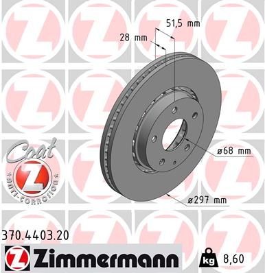 ZIMMERMANN Disque de frein 370.4403.20 ZIMMERMANN 370.4403.20 Disques de frein CX-8 (KG) prix