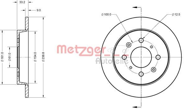 METZGER Bremseskive 6110857 Sportsbremseskiver METZGER HONDA 6110857