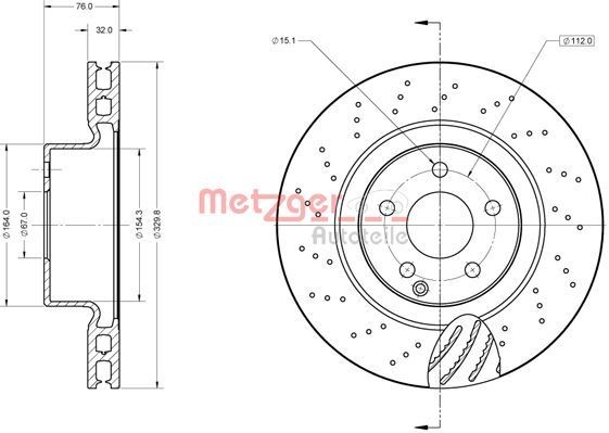 METZGER Bremseskive 6110870 6110870 Sports bremseskiver METZGER MERCEDES-BENZ M-klasse