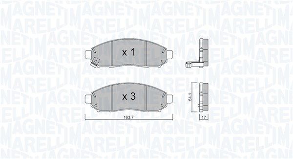 MAGNETI MARELLI Bremseklodser 363916060982 Bremseklodssæt MAGNETI MARELLI Nissan 350 Z 363916060982