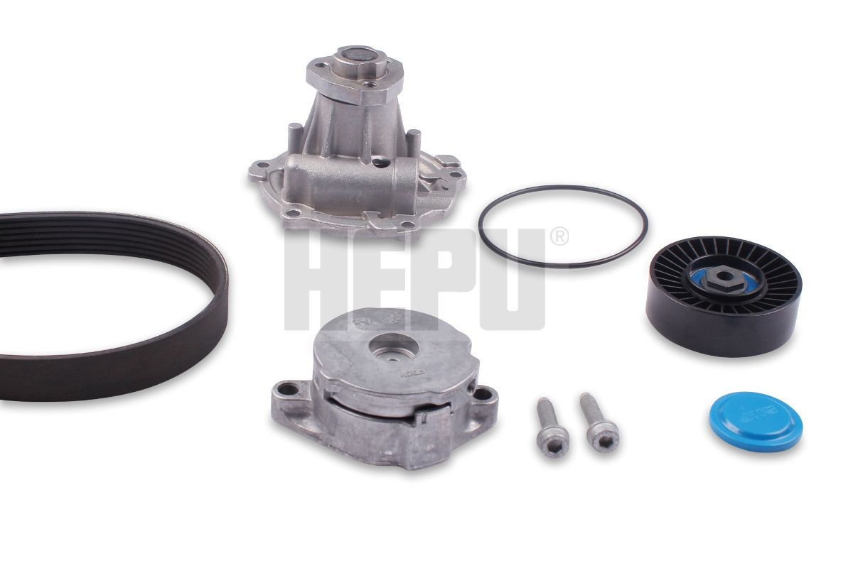 HEPU Pompe à eau+Jeu de courroie trapézoïdale à nervures PK05427 PK05427 Kit de courroie d'accessoire HEPU VOLKSWAGEN TOUAREG