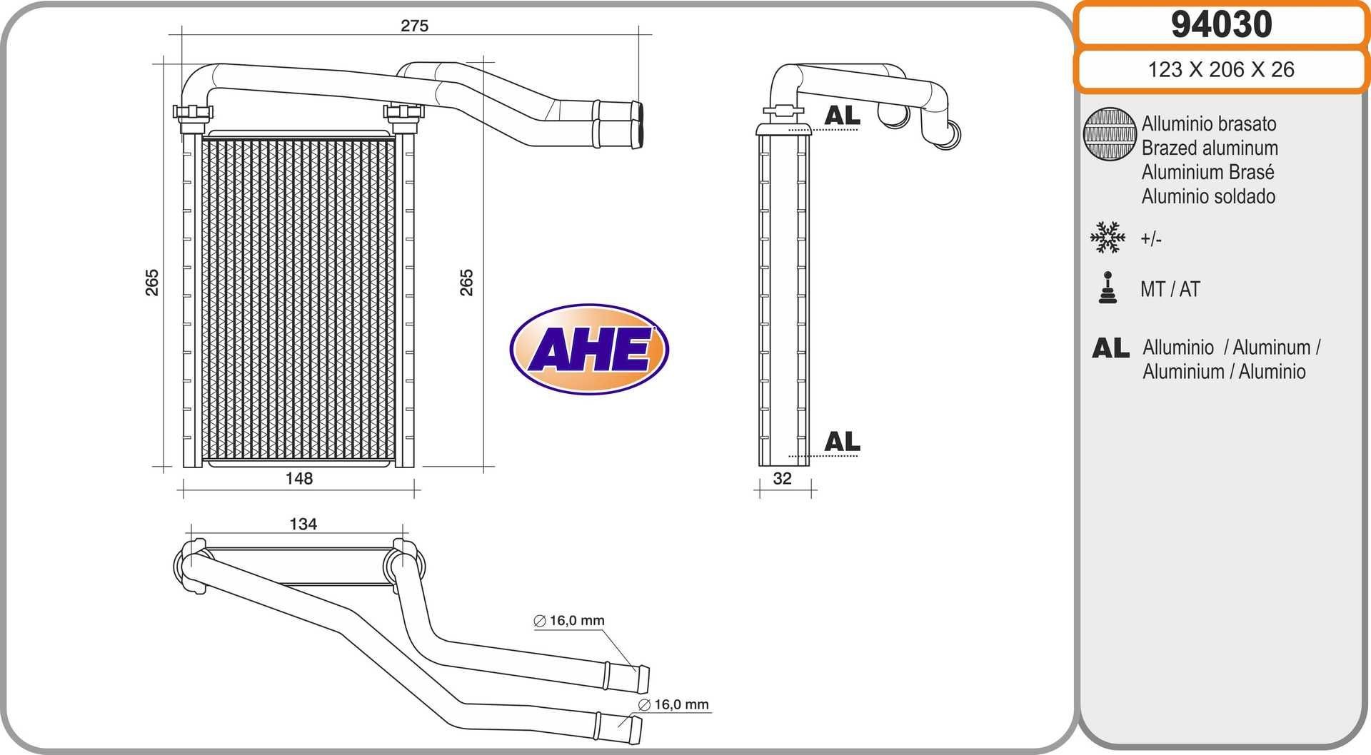 AHE Radiateur de chauffage 94030 Radiateur de chauffage AHE DUCATO 94030 pas cher