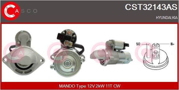CASCO Starter CST32143AS CST32143AS Starter motor HYUNDAI TERRACAN CASCO