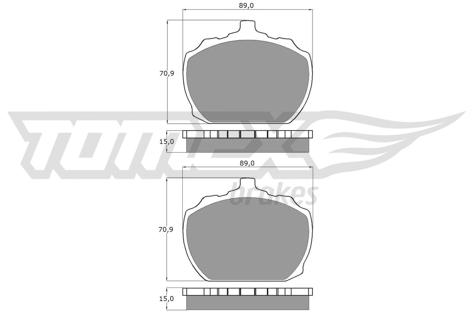 TOMEX brakes Bremseklosser TX 10-60 TOMEX brakes TX 10-60 Bremsekloss Transit Mk1 Flatvogn lastebil/Chassis (74E) originale pris