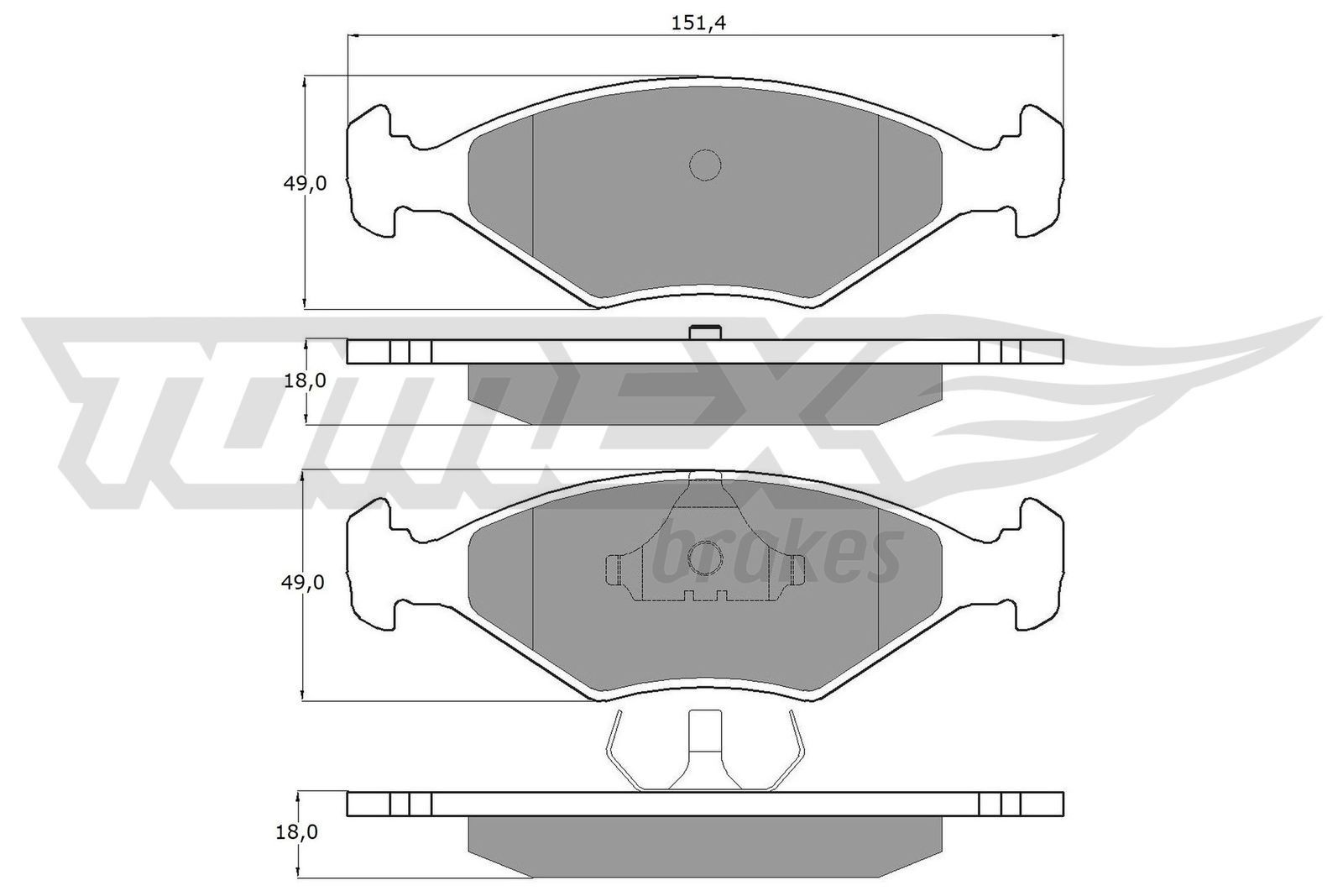 TOMEX brakes Bremseklodser TX 10-79 TOMEX brakes TX10-79 Fiorino I Van (147) Bremseklodser pris
