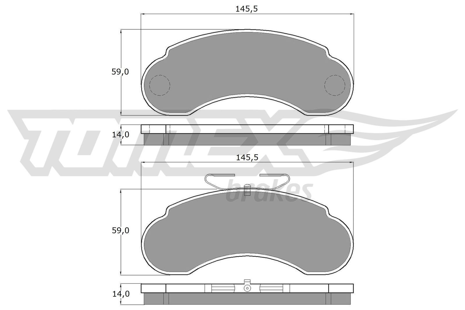 TOMEX brakes Bromsbelägg TX 11-14 Mercedes MB 100 Skåpbil Bromsbelägg TOMEX brakes TX 11-14