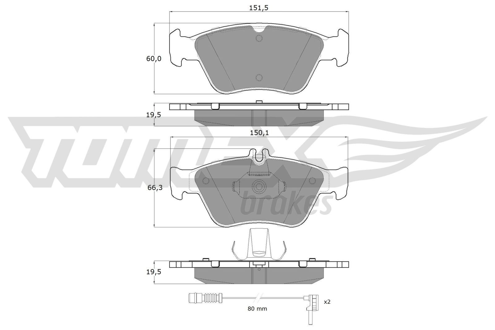 TOMEX brakes Bromsbelägg TX 11-471 TOMEX brakes TX 11-471 Bromsbelägg Mercedes C140 original