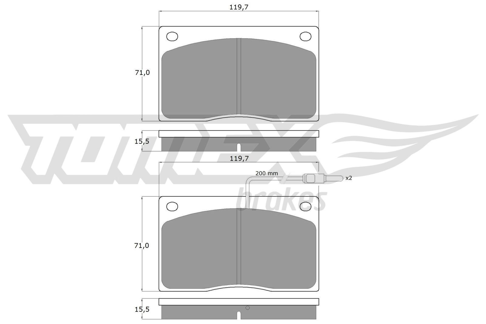 TOMEX brakes Bromsbelägg TX 11-74 TX 11-74 TOMEX brakes bromskloss JAGUAR XE