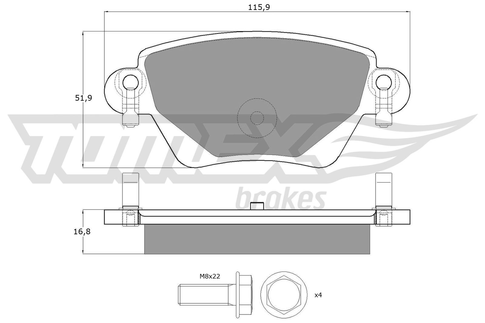TOMEX brakes Bromsbelägg TX 12-59 TX 12-59 TOMEX brakes bromsklossar Jaguar XE