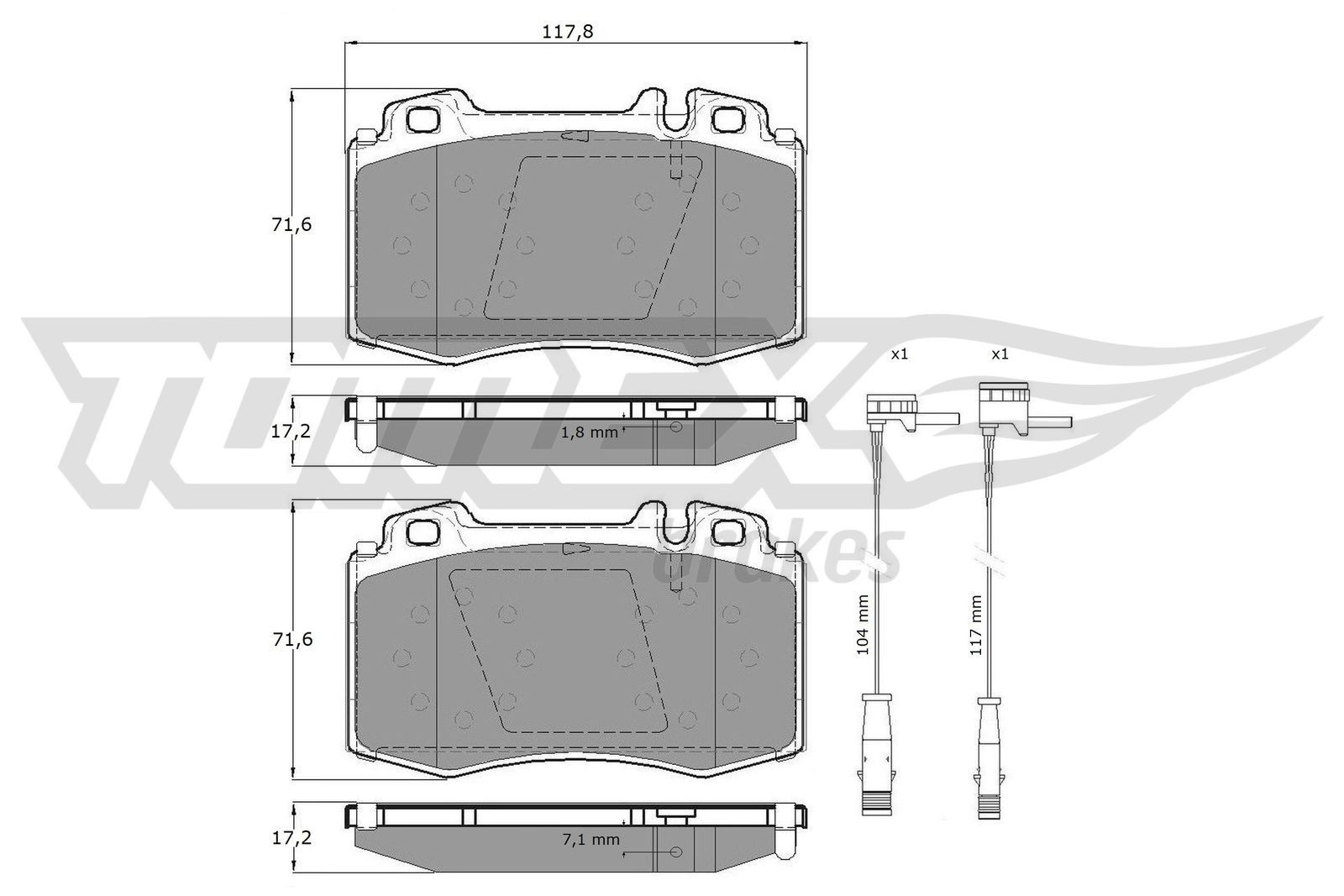 TOMEX brakes Piduriklotsid TX 12-811 Pidurikattekomplekt, ketaspidur TOMEX brakes Mercedes-Benz C-klass TX 12-811