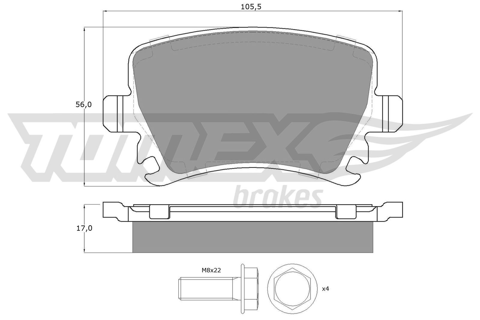 TOMEX brakes Brzdové doštičky/platničky TX 13-95 Brzdové obloženie TOMEX brakes AUDI TX 13-95