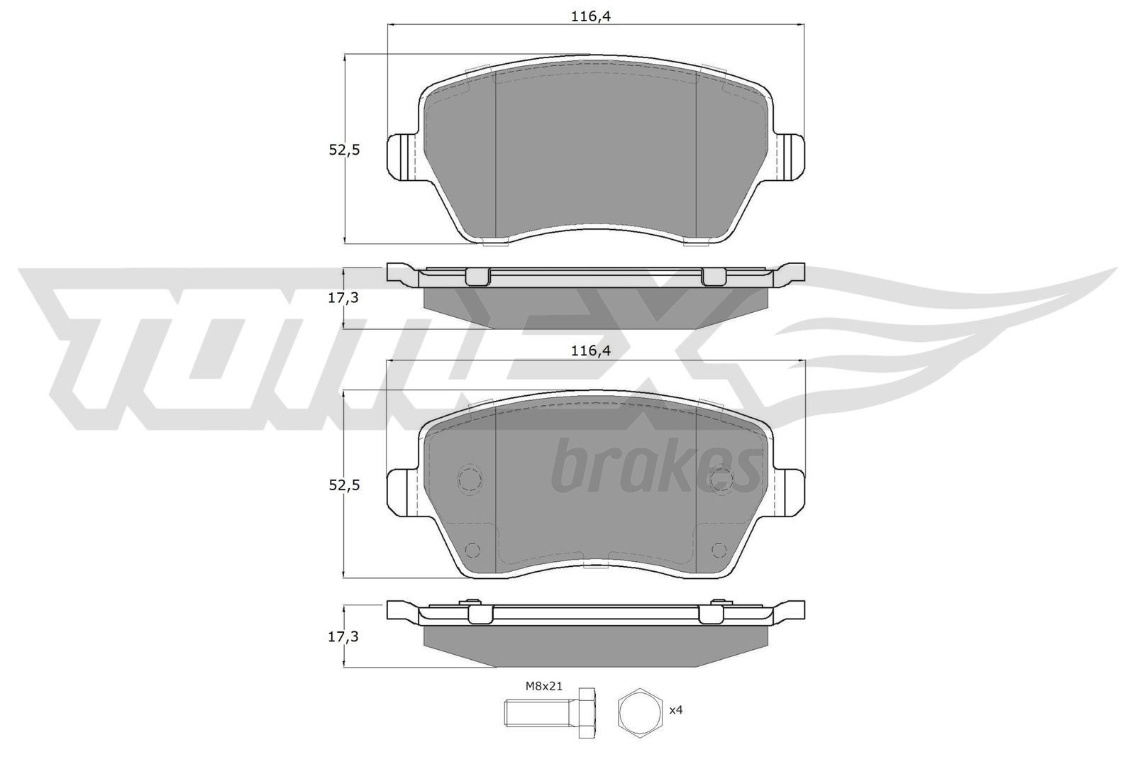 TOMEX brakes Brzdové doštičky/platničky TX 14-16 Platničky NISSAN TOMEX brakes TX 14-16