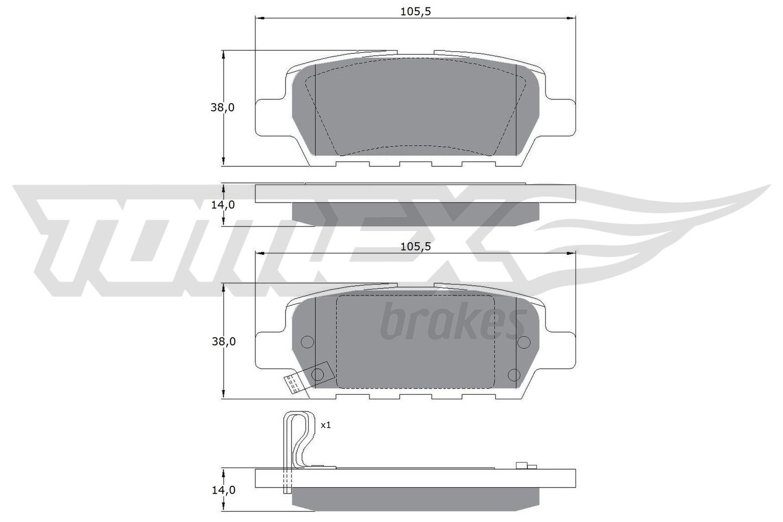 TOMEX brakes Piduriklotsid TX 14-21 TOMEX brakes TX 14-21 Piduriklotsid NISSAN Altima IV Kupee (CL32) 3.5 CVTC 286 hj 2013