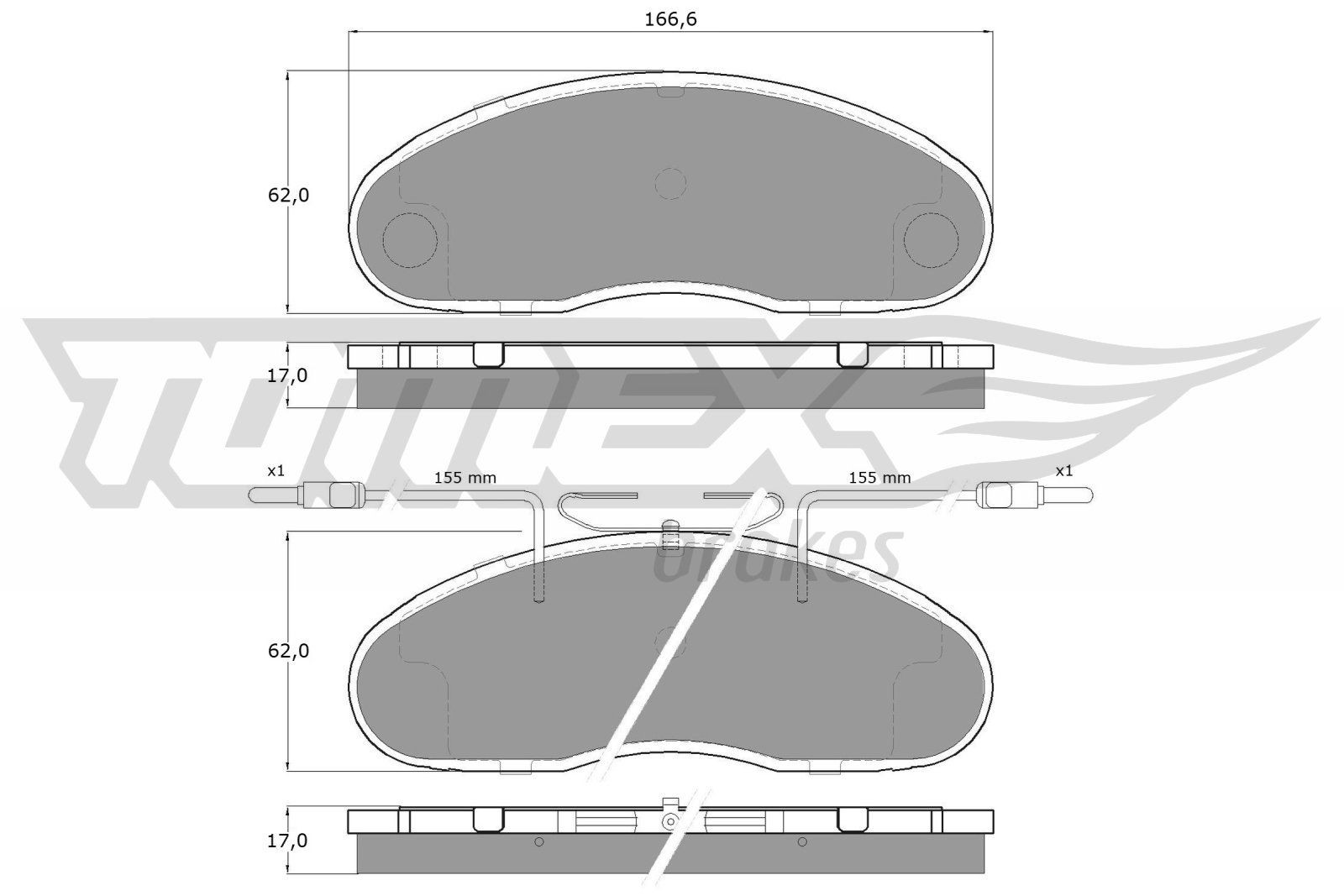 Piduriklotsid TOMEX brakes TX 15-18 TOMEX brakes TX 15-18 Piduriklots eesmised ja tagumised Nissan CABSTAR E 2000