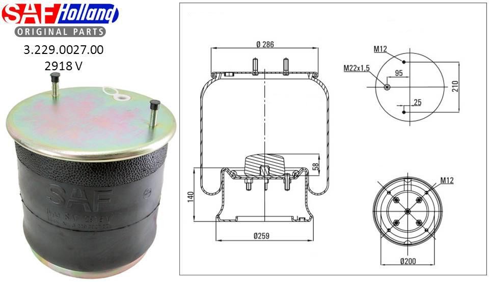 SAF Boot, air suspension 3.229.0027.00 FIAT BRAVA SAF boot, air suspension 3229002700