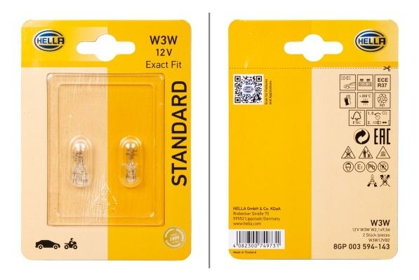 HELLA Żiarovka 8GP 003 594-143 8GP 003 594-143 Osvetlenie dverí HELLA MERCEDES-BENZ séria 124