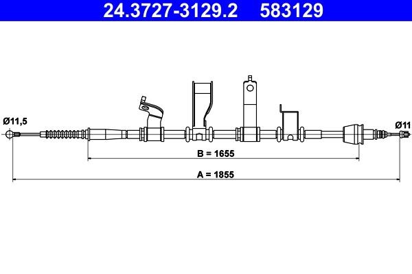ATE Hand brake cable 24.3727-3129.2 Kia SEDONA ATE handbrake cable 24372731292