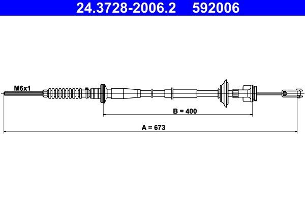 ATE Kopplingsvajer 24.3728-2006.2 24.3728-2006.2 ATE kopplingswire SUZUKI ALTO
