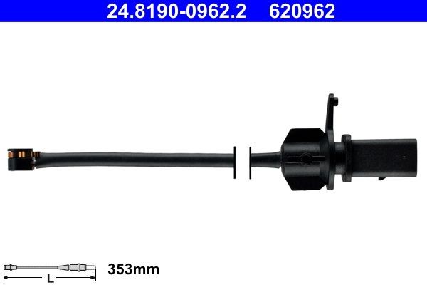 Slitagevarnare bromsbelägg ATE 24.8190-0962.2 ATE 24.8190-0962.2 Bromsbeläggsensor PORSCHE MACAN 2019