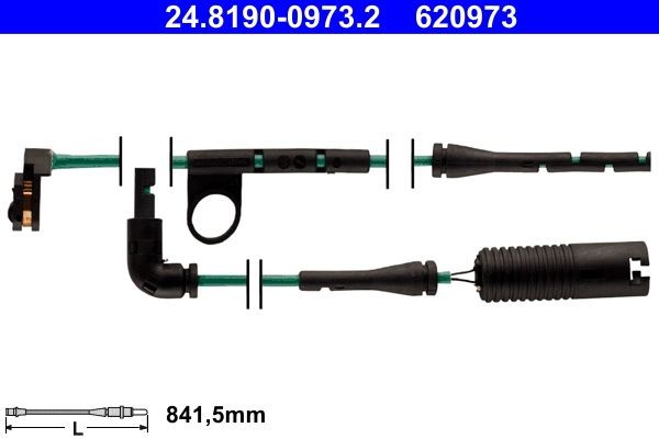 ATE Slitekontakt bremsekloss 24.8190-0973.2 Bremsebeleggslitasje ATE Land Rover RANGE ROVER VELAR 24.8190-0973.2