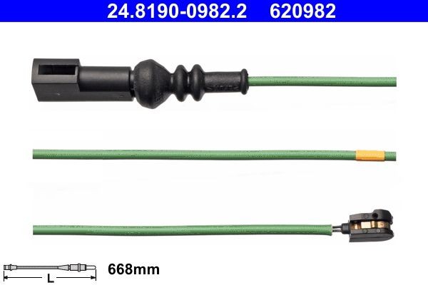 Contacto avisador, desgaste da pastilha de travão ATE 24.8190-0982.2 ATE 24.8190-0982.2: Sensor desgaste das pastilhas de travão Ford FIESTA 2018
