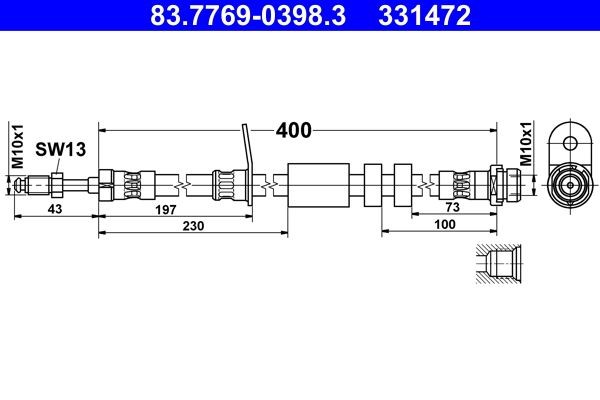 ATE Flexible de frein 83.7769-0398.3 83.7769-0398.3 Flexible de frein FORD TRANSIT ATE
