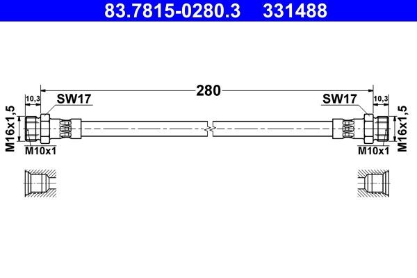 ATE Bromsslang 83.7815-0280.3 ATE 83.7815-0280.3 Bromsslang 412i original