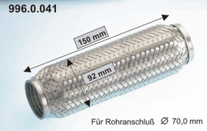 EBERSPÄCHER Flexibel uitlaatstuk 996.0.041 Toyota YARIS Flexibel deel uitlaat EBERSPÄCHER 996.0.041