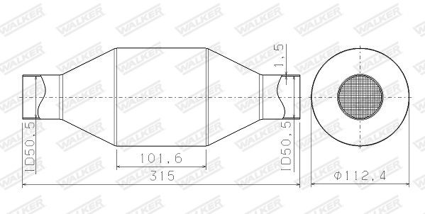 WALKER Katalysator, universeel 65201 65201 Katalysatoren OPEL ADAM WALKER