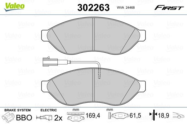 VALEO Bromsbelägg 302263 VALEO 302263 Bromsbelägg