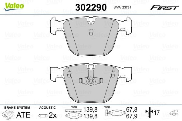 VALEO Plaquettes de frein 302290 302290 VALEO Kit de plaquettes de frein BMW F01, F02, F03, F04 prix