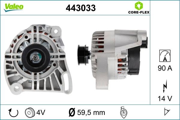 Alternador VALEO 443033 VALEO 443033 Motor de arranque alternador Lancia YPSILON 2016
