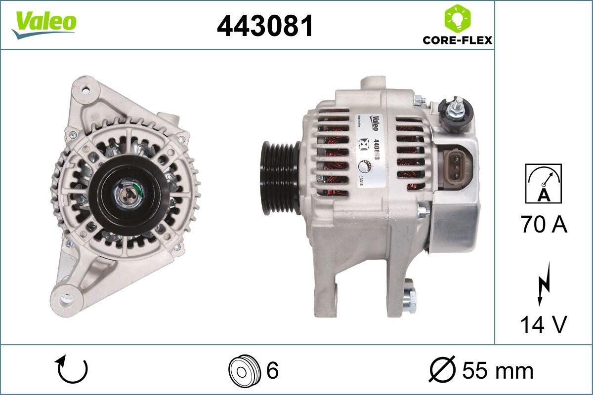 VALEO Dynamo / Alternator 443081 443081 Dynamo VALEO TOYOTA VERSO