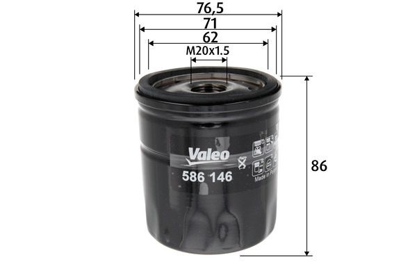 VALEO Oljefilter 586146 pris Oljefilter Skoda NJ3 586146 VALEO