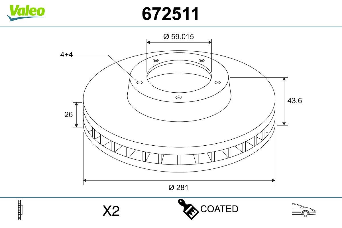 VALEO Bromsskiva 672511 672511 VALEO bromsskivor sport Alfa Romeo GIULIETTA