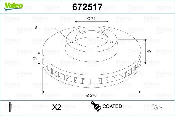 VALEO Bremseskive 672517 672517 Bremseskiver MAZDA XEDOS VALEO