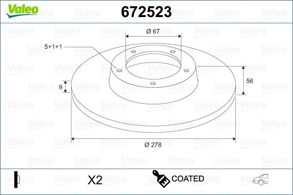 VALEO Disco freno 672523 672523 costo Dischi freno sportivi VALEO MERCEDES-BENZ CLS