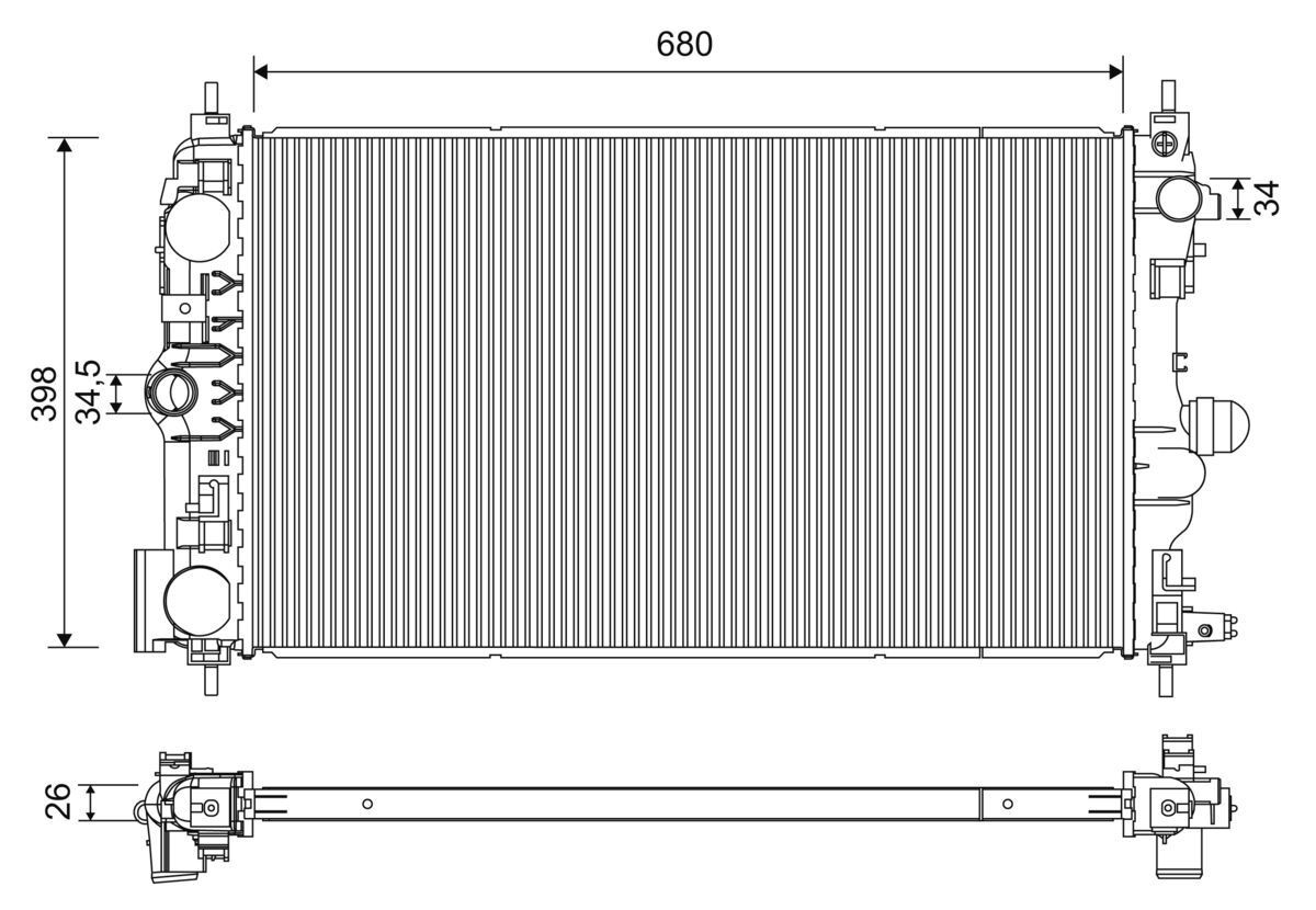 Ψυγείο, ψύξη κινητήρα VALEO 701229 VALEO 701229: Ψυγειο νερου Chevy ORLANDO 2011