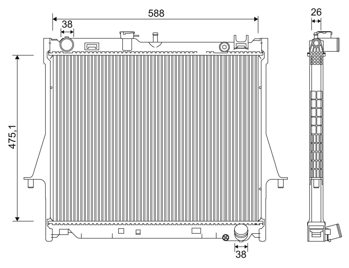 VALEO Køler, motorkøling 701231 Køler VALEO COROLLA 701231 billig
