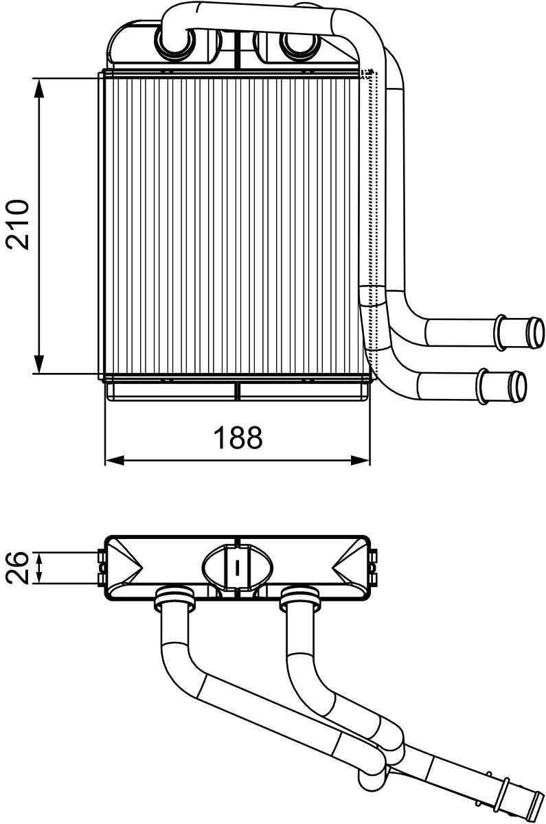 Kachelradiateur, interieurverwarming VALEO 811524 VALEO 811524 Warmtewisselaar Volkswagen TRANSPORTER 2010