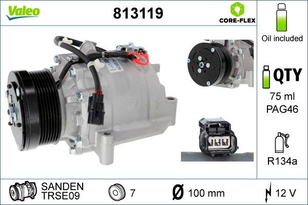VALEO Klimakompressor 813119 VALEO 813119 Honda Civic SB1 Kompressor klimaanlæg pris