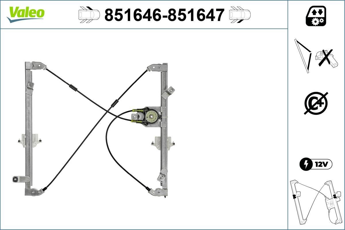 Window regulator VALEO 851646 VALEO 851646 2009 PEUGEOT PARTNER window regulator replacement