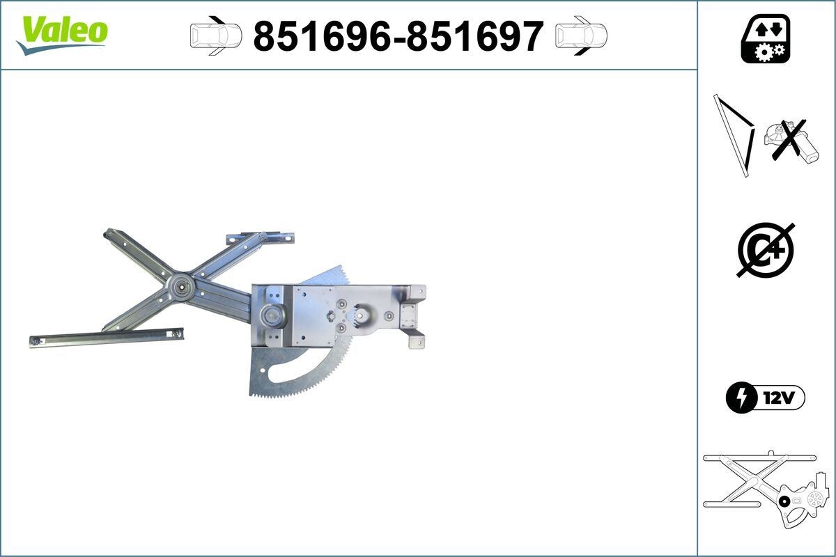 Fönsterhiss VALEO 851696 VALEO 851696: Fönsterhiss Opel COMBO 2014