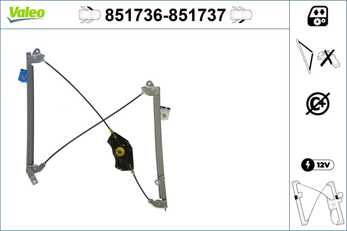 VALEO Γρύλος παραθύρου 851736 VALEO 851736 Γρύλος παραθύρου